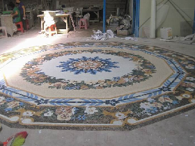 Blue Marble Mosaic Patterns Floor Inlay