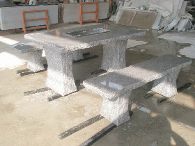 Grey Granite Barbecue Table and Bench