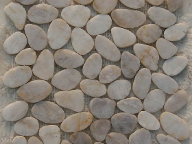 White Sliced Pebble Back Mesh Tile