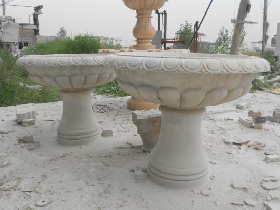 Granite Garden Flower Pot with Pedestal