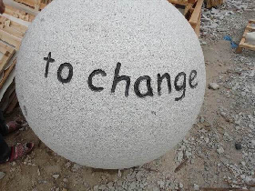 Granite Garden Sphere Flamed with Letters