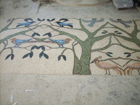 Fleur De Lys Pattern Repetitive Floor Marble Mosaic