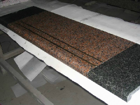 Red Granite mixed with Black Granite Tread