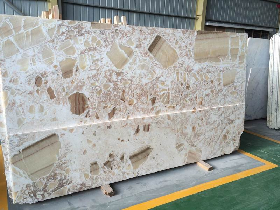 Backlit Beige Onyx Slab