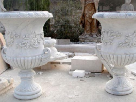 White Marble Tall Flower Pot