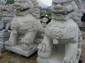 Granite Pairs of Guardian Lion Foo Dogs 005