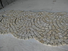 cobblestone on mesh sheets for easy installation