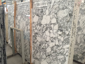 Arabescato White Marble Bathroom Design