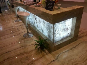 Backlit White Quartz Reception Desk Front Panel