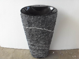 Black Marble Rough Pedestal Sink