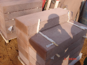 Red Sandstone Bushhammered Big Step