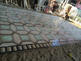 Green Onyx Mixed Marble Lobby Floor Design