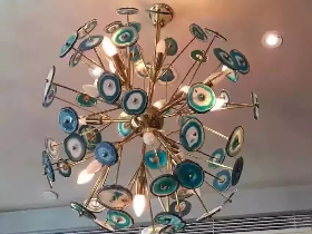 Polished Blue Agate Slice for Lamp