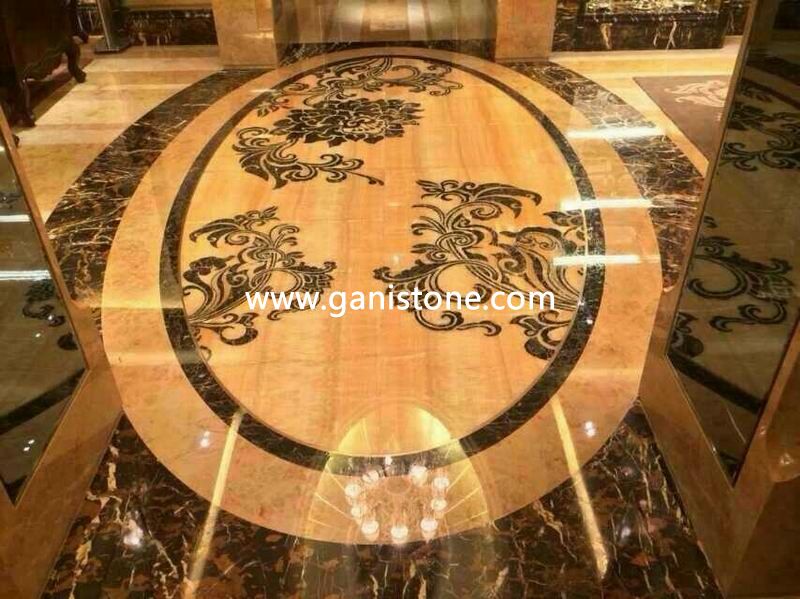 Honey Onyx Waterjet Medallion Floor Pattern