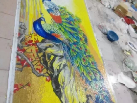 Huge photo mosaic decal peacock