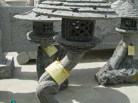 Black Lava Hanging Lanterns in Japanese Style Garden