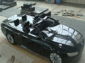 Car Gravestone in Absolute Black Granite