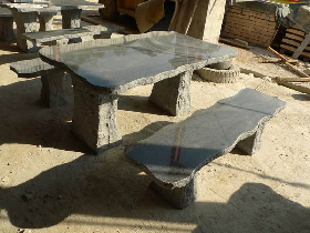 Granite Garden Table and Bench