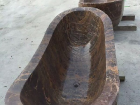 Brown Marble Canoe Bathtub