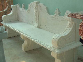 White Marble Carved Bench