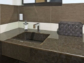 Coffee Artificial Onyx Glass Vanity Tops