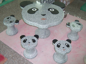 Cute Panda Granite Table and Chair