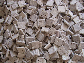 Thin Golden Travertine Mosaic Chips