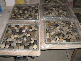 Mixed Color Flat Polishing Pebble Mosaic