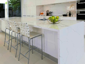 Calacatta White Quartz Kitchen Island