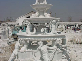 Big Stone Fountain with Carved Figure