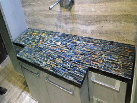 Blue Tiger Eye Corner Cabinet Worktop