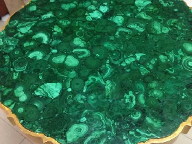 Malachite Coffee Table with Gold Steel Frame