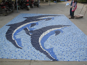 Porpoises Glass Mosaic Pool