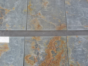 White Onyx with Glass Tiles