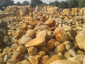 Golden Boulder Stone Rock for Pool Decoration