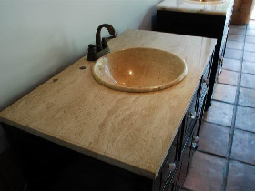 Travertine Single-piece Vanity Sink