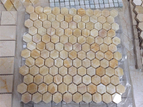 Honey Onyx Hexagon Mosaic Tile