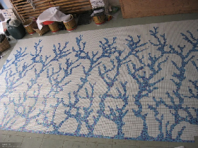 Blue Coral Glass Art Mural