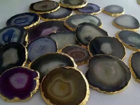 Distinctive Agate Coaster with Golden Edge