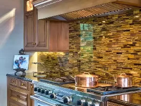 Yellow Tiger Eye Kitchen Backsplash