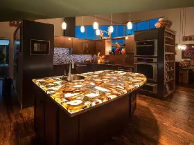 Yellow Agate Kitchen Island Top