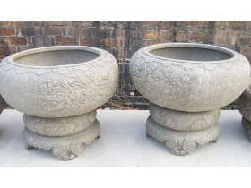 Carved Bluestone Flower Bowl