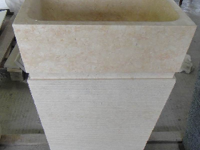 Beige Limestone Pedestal Sink