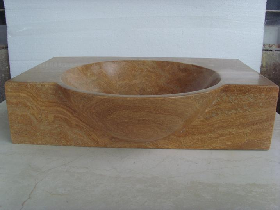 Yellow Teakwood Onyx Single-piece Vanity Sink